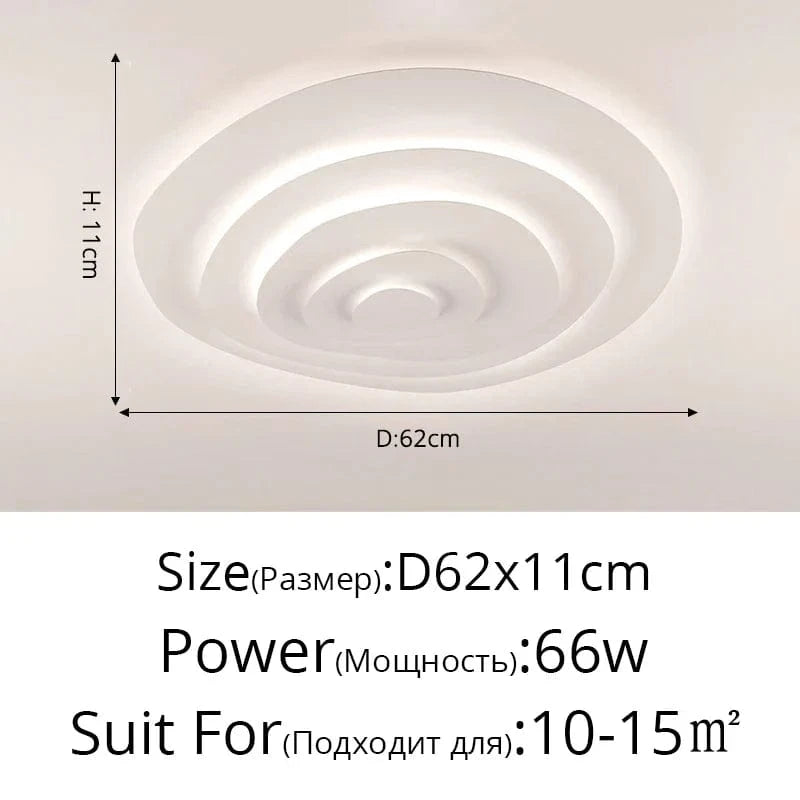 Lustre moderne LED Anneaux Annuels Ondulation Forme Décoration Fer Blanc