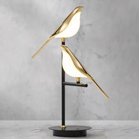 Design Lampe de Table LED Postmoderne en Placage Or Oiseau