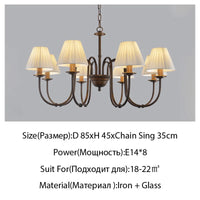 Lustre de style européen et américain en fer forgé pour salon ou salle à manger