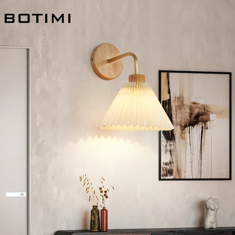 Appliques murales LED nordiques en bois avec abat-jour lumineux