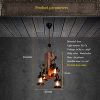 Suspension industrielle en bois et verre - Collection Lumino