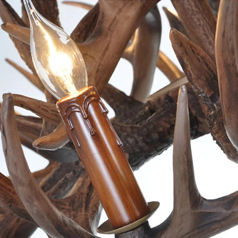 Lustre Rétro Résine Bois Marron Blanc - Idéal pour Salon, Restaurant, et Bar