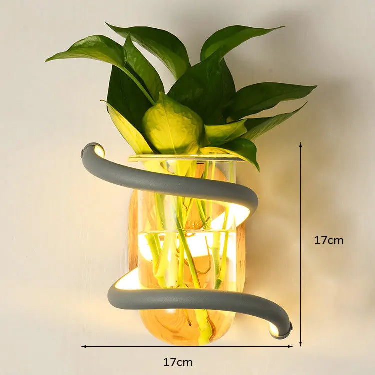 Applique murale nordique en bois avec plante verte - Élégance scandinave