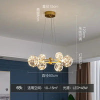 Lustre de luxe moderne avec anneaux LED et boule de verre de qualité supérieure
