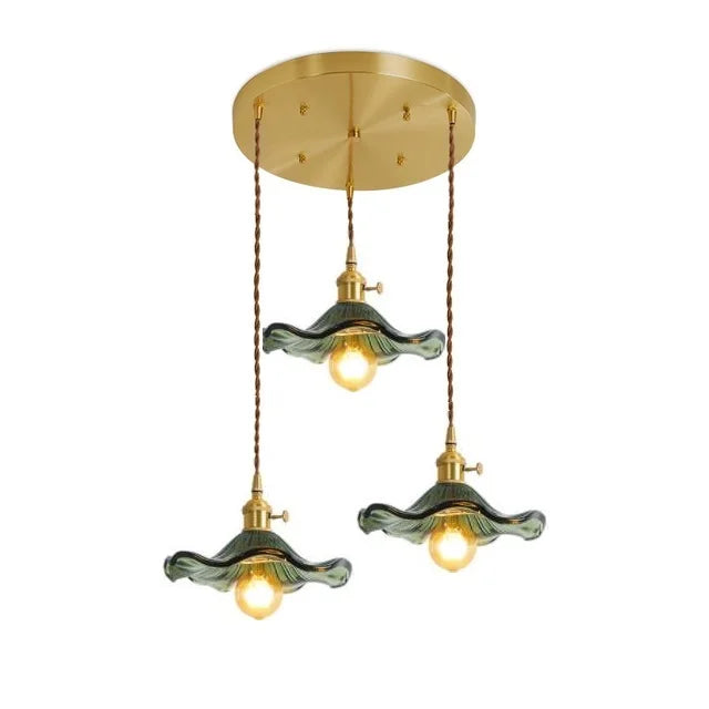 Suspension Nordique LED en Verre Fleurs