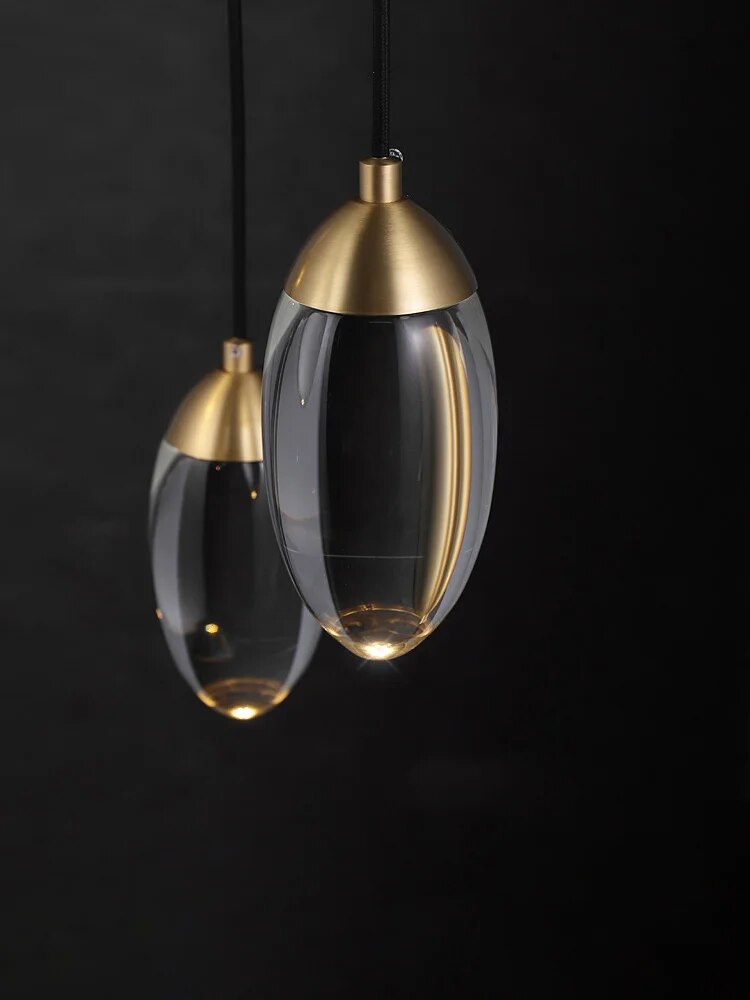 Suspension cristal cuivre luxe.