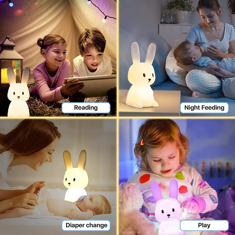 Veilleuse Lapin Mignon en Silicone USB pour Enfants Kawaii - Marque Lapin Câlin