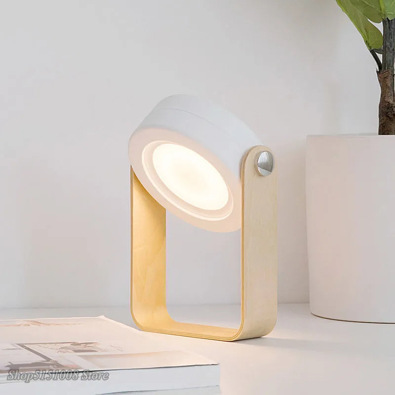 Lampe de lecture pliable en bois avec veilleuse LED USB - Style & Confort