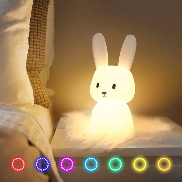 Veilleuse Lapin Mignon en Silicone USB pour Enfants Kawaii - Marque Lapin Câlin