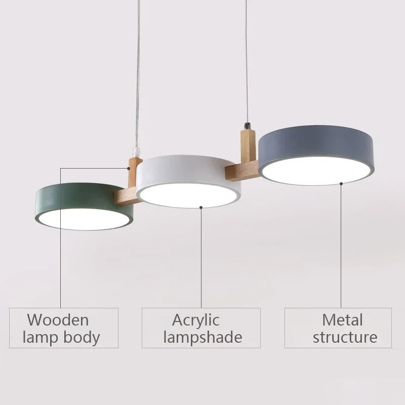 Lustre Nordique LED Moderne en Bois et Métal | Élégance Scandinave