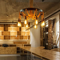 Lustre rétro industriel en corde de chanvre