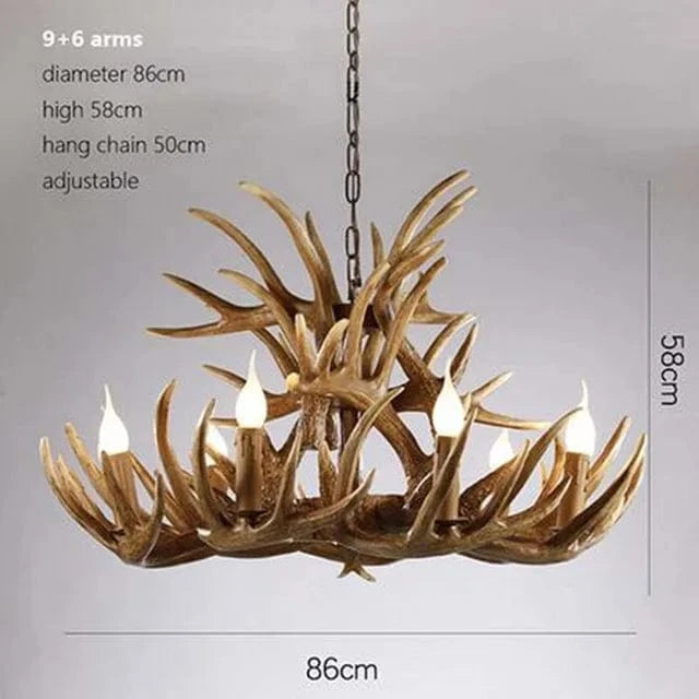 Lustre Rétro Résine Bois Marron Blanc - Idéal pour Salon, Restaurant, et Bar