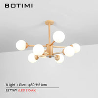 Lustre en Bois et Verre LED pour Salle à Manger et Hall