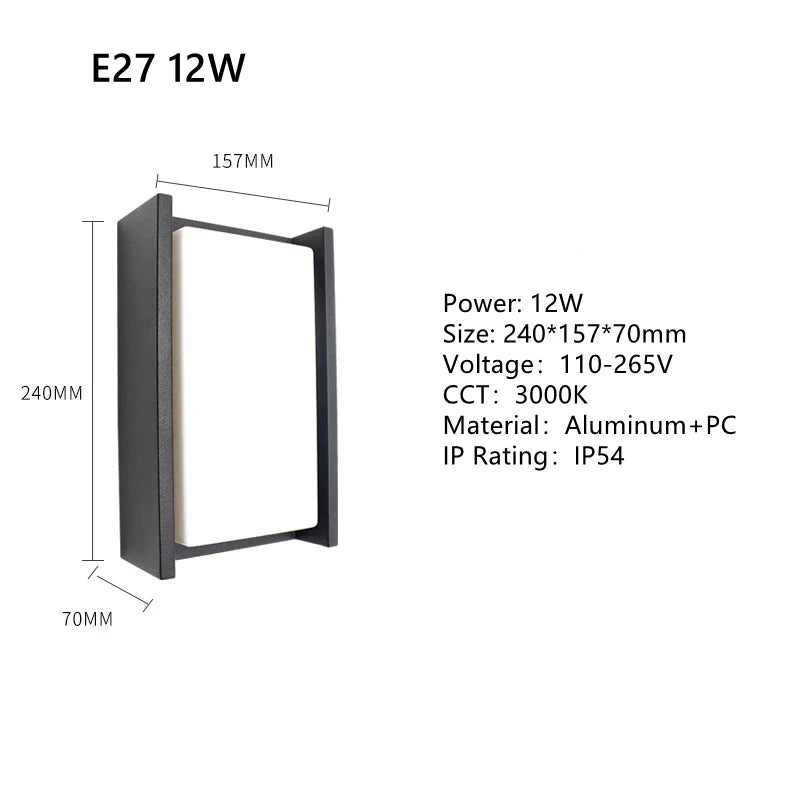 Applique murale LED extérieure imperméable en aluminium décoratif