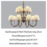 Lustre de style européen et américain en fer forgé pour salon ou salle à manger