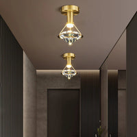 Plafonnier de luxe en cuivre avec luminaire en cristal haut de gamme