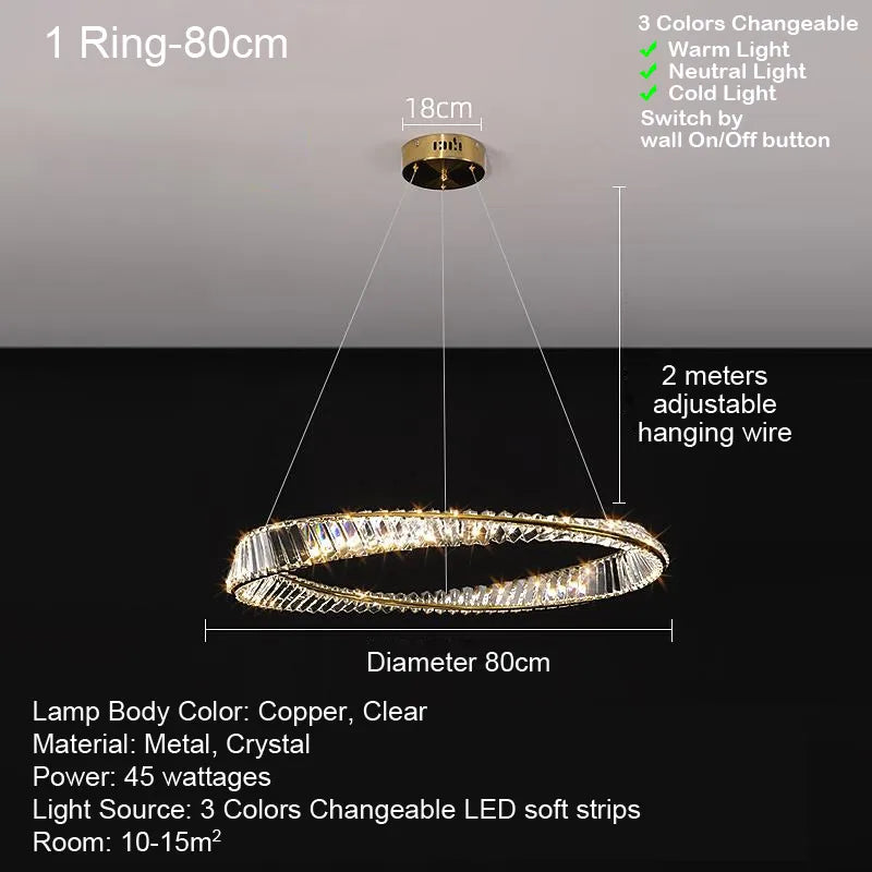 Lustre LED Cristal Luxe Moderne Design