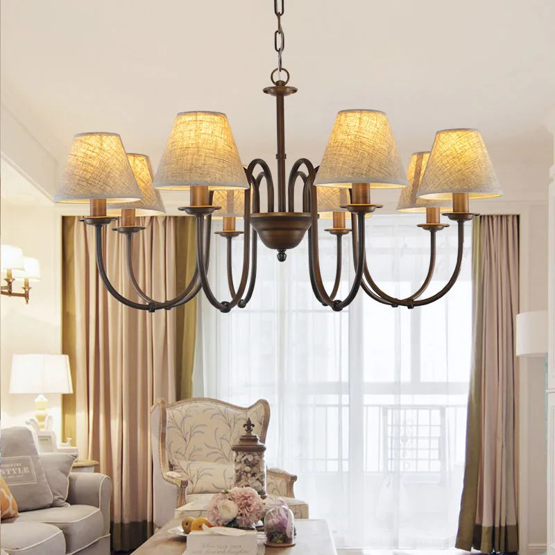 Lustre de style européen et américain en fer forgé pour salon ou salle à manger