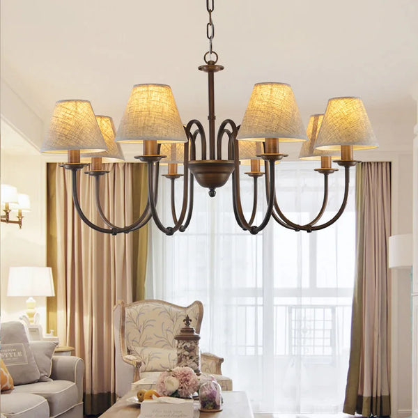 Lustre de style européen et américain en fer forgé pour salon ou salle à manger