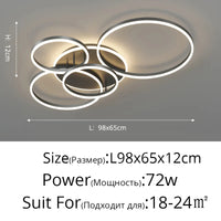 Lustre Noir Moderne avec Éclairage Variable