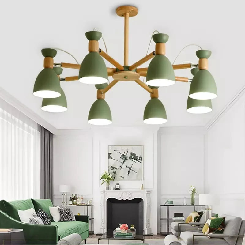 Lustre en bois massif moderne pour plafond d'hôtel