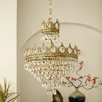 Lustre Couronne Moderne en Cristaux: Luminaire Décoratif d'Intérieur