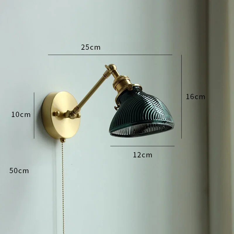 Plafonnier LED Nordique Cuivre avec Interrupteur à Tirage