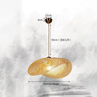 Suspension vintage en bambou et rotin fait main - Style Japonais