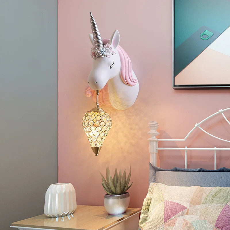 Applique murale Dessin animé Licorne LED - Chambre de Princesse