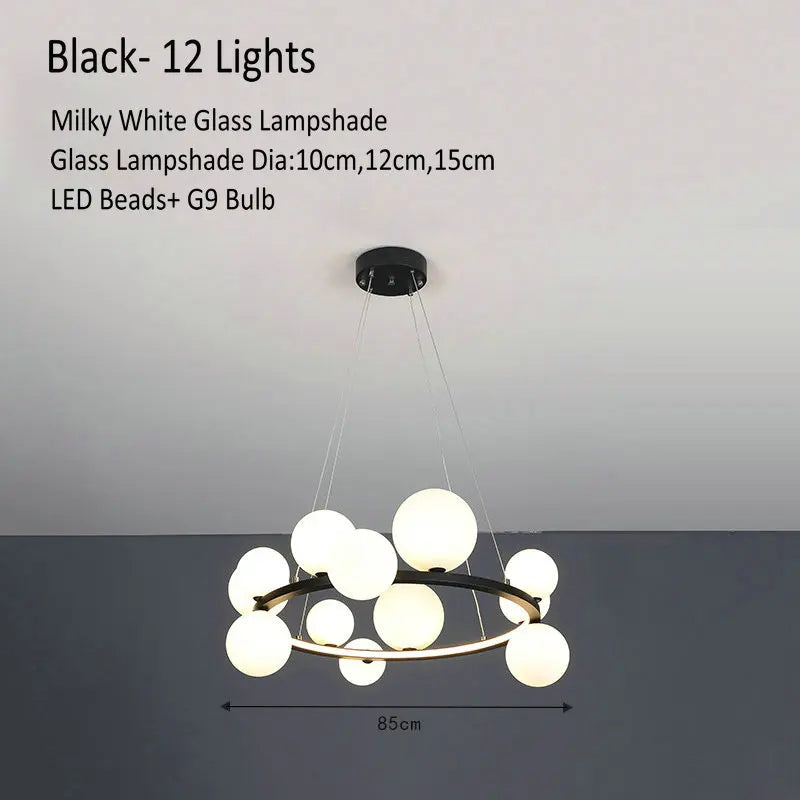 Lustre Verre Moderne LED Noir & Or