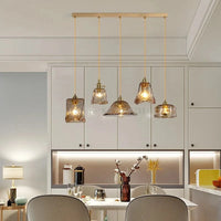 Lampe suspendue en laiton et verre LED de style nordique japonais.