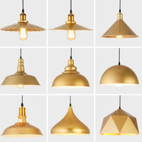 Suspension LED nordique rétro E27 - Lustre en fer forgé couleur or - Intérieur maison, salon, cuisine