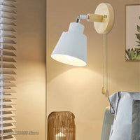 Applique murale nordique en bois pivotant avec interrupteur contemporain