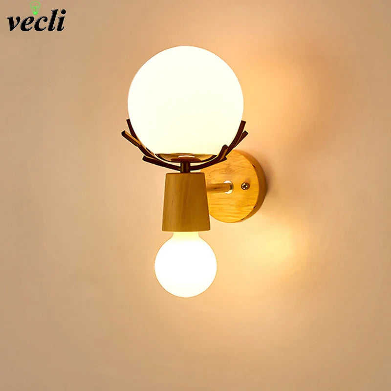 Applique murale LED en bois de style industriel pour hôtel de luxe
