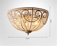Plafonnier Américain en Fer Forgé - Éclairage Luxe Cristal