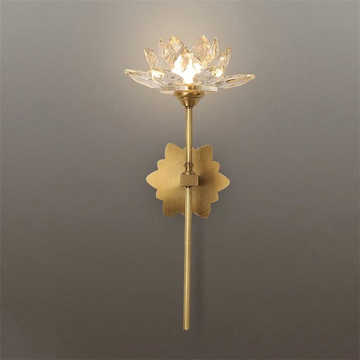 Applique murale LED de luxe en cristal en forme de lotus