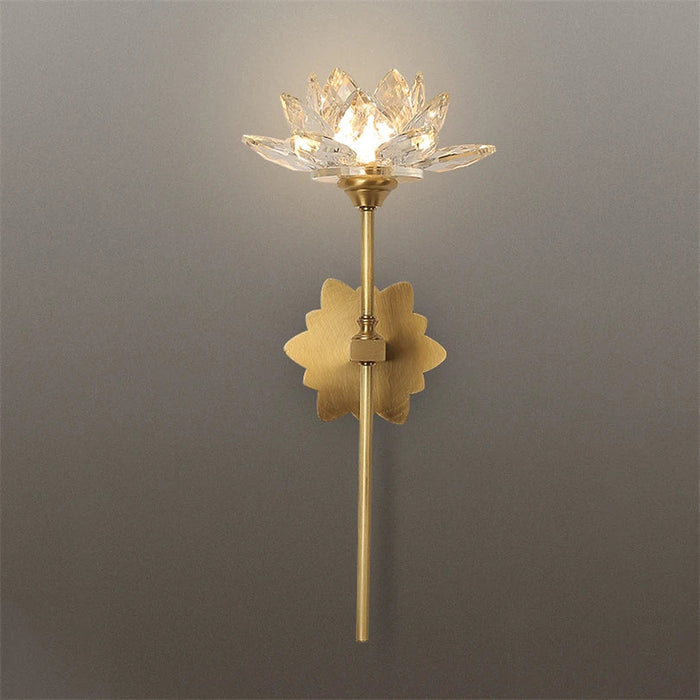 Applique murale LED de luxe en cristal Lotus Chinois créatif