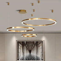 Lustre LED Moderne brossé avec Anneau Lumineux - Éclat Design