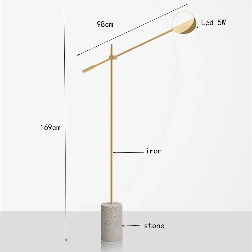 Lampadaire LED Vintage Nordique en Fer Forgé et Marbre - Luminance Scandinave