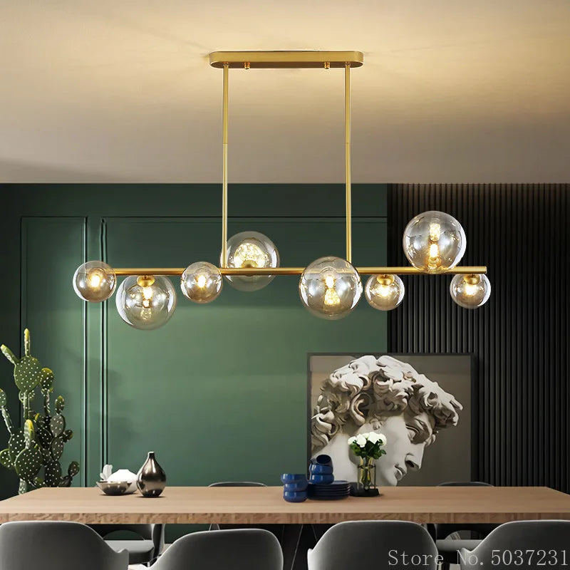 Lustre LED Nordik en Boule de Verre - Éclairage Industriel Moderne