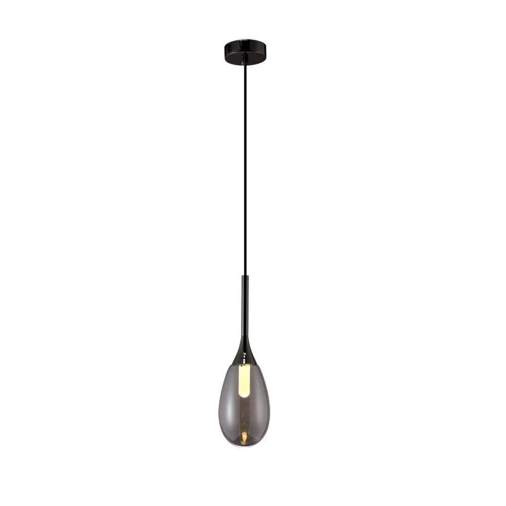 Suspension LED Saeli en verre fumé