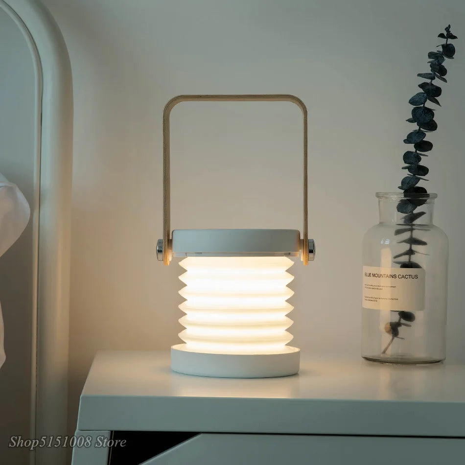Lampe de lecture pliable en bois avec veilleuse LED USB - Style & Confort