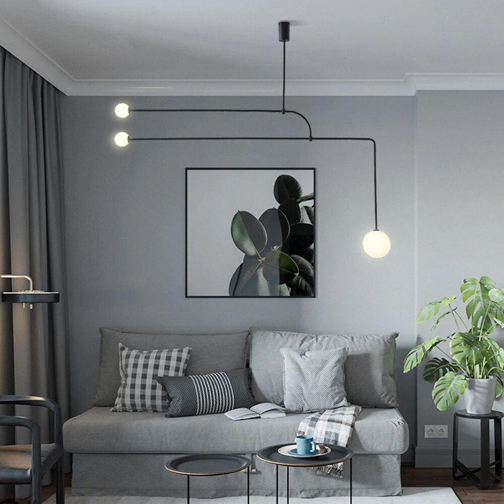 Lustre LED élégant avec boule en verre
