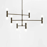 Lustre d'art post-moderne en fer - Luminaires créatifs en bambou LED - Idéal pour votre maison