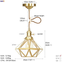 Suspension LED Cuivre Verre nordique moderniste