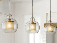 Lustre en boule de verre industriel rétro pour loft, hôtel et restaurant.
