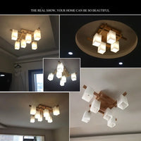Plafonnier Nordique Minimaliste en Bois Style Japonais avec LED