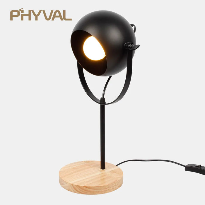 Lampe de table nordique en bois et métal à intensité réglable