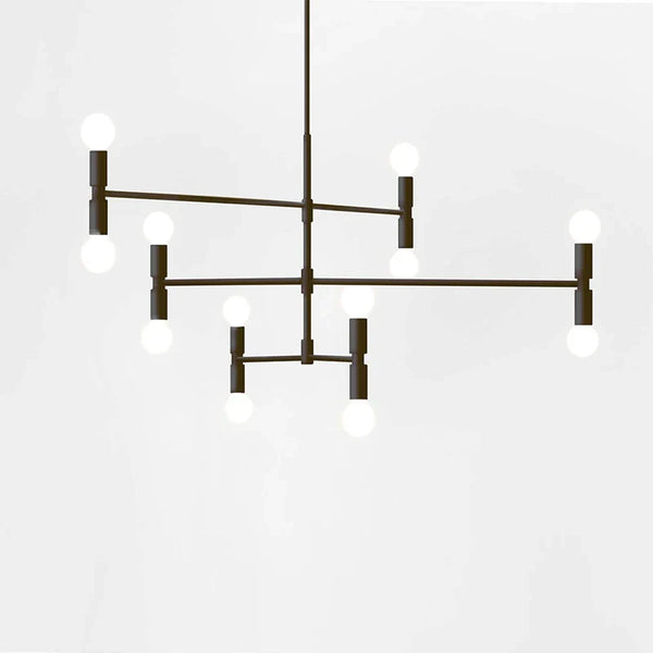 Lustre d'art post-moderne en fer - Luminaires créatifs en bambou LED - Idéal pour votre maison