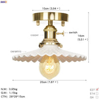 Plafonnier japonais nordique IWHD en cuivre avec boule de verre LED